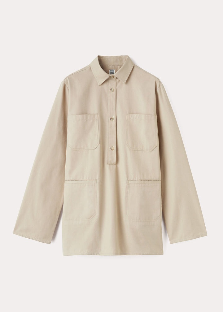 Cotton-twill pocket shirt overcast beige - 1