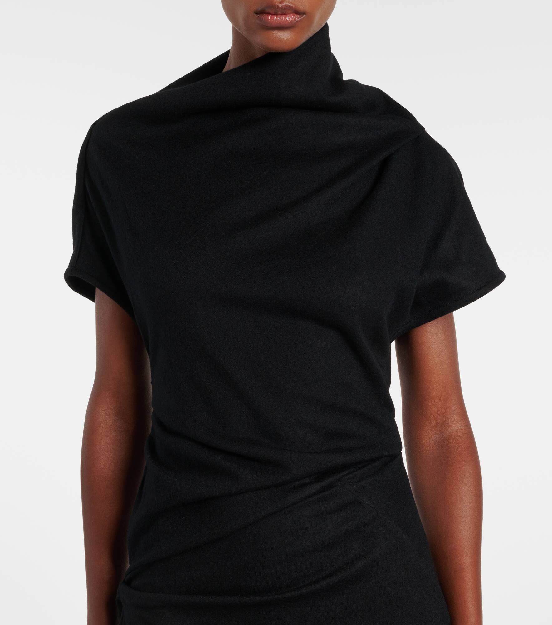 Draped wool maxi dress - 4