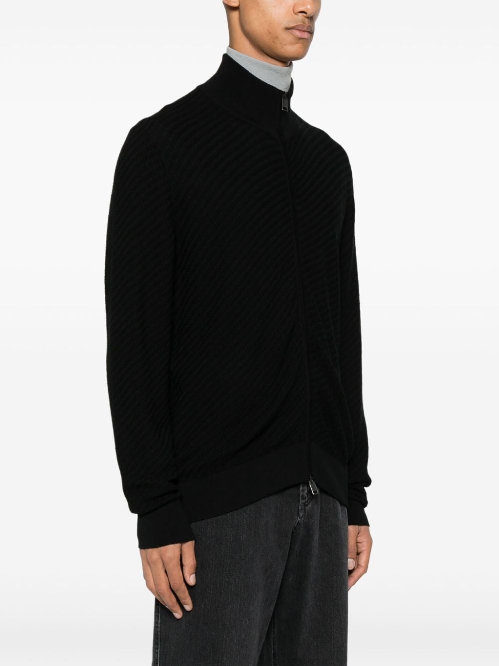 interwoven zipped jumper - 3