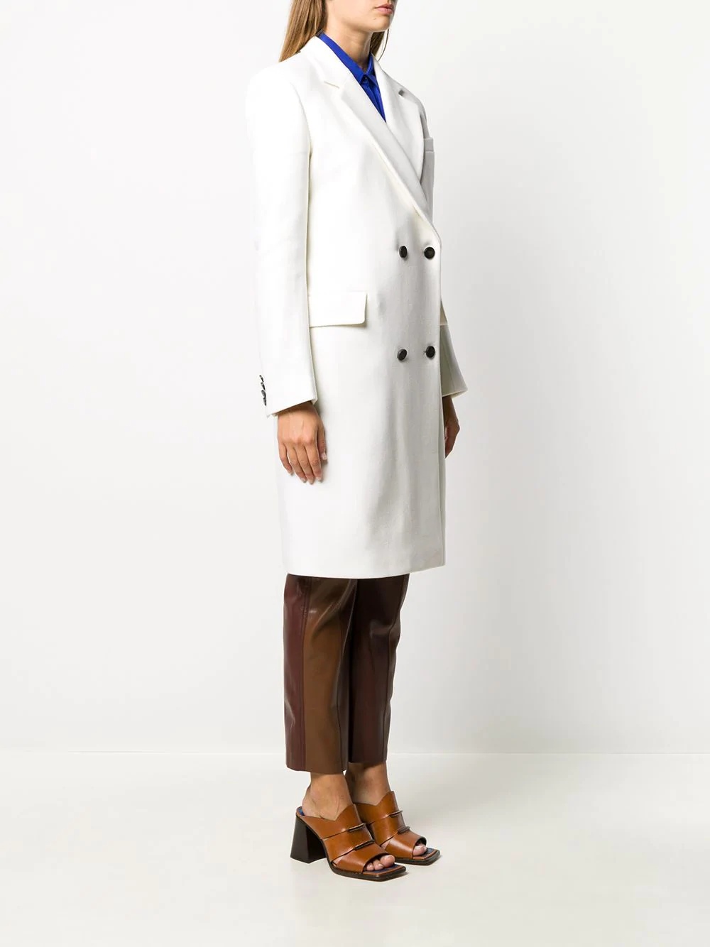 double-breasted mid-length coat - 3