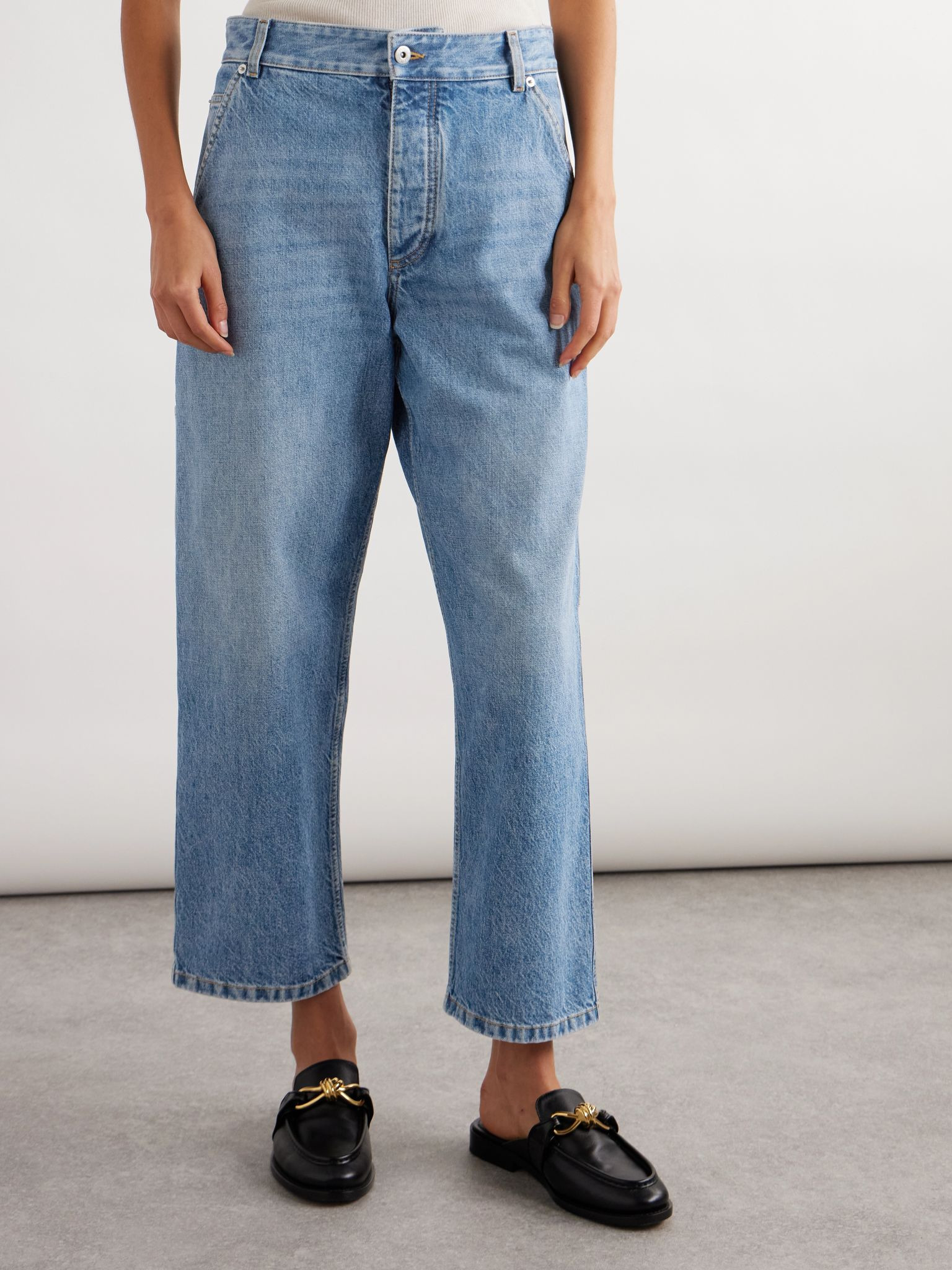 Cropped high-rise straight-leg jeans Mid denim - 3
