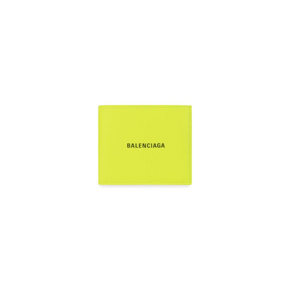 Men's Cash Square Folded Coin Wallet in Yellow Fluo/silver - 1
