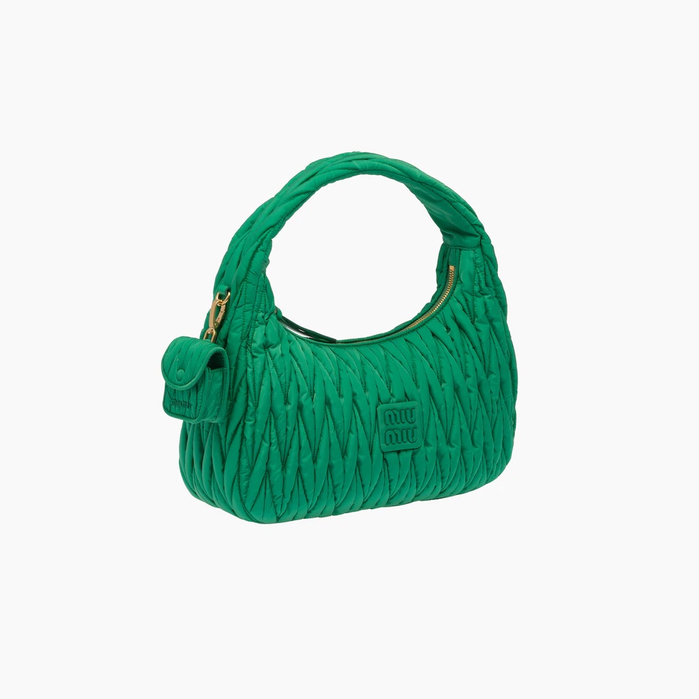 Miu Wander matelassé regenerated nylon hobo bag - 2