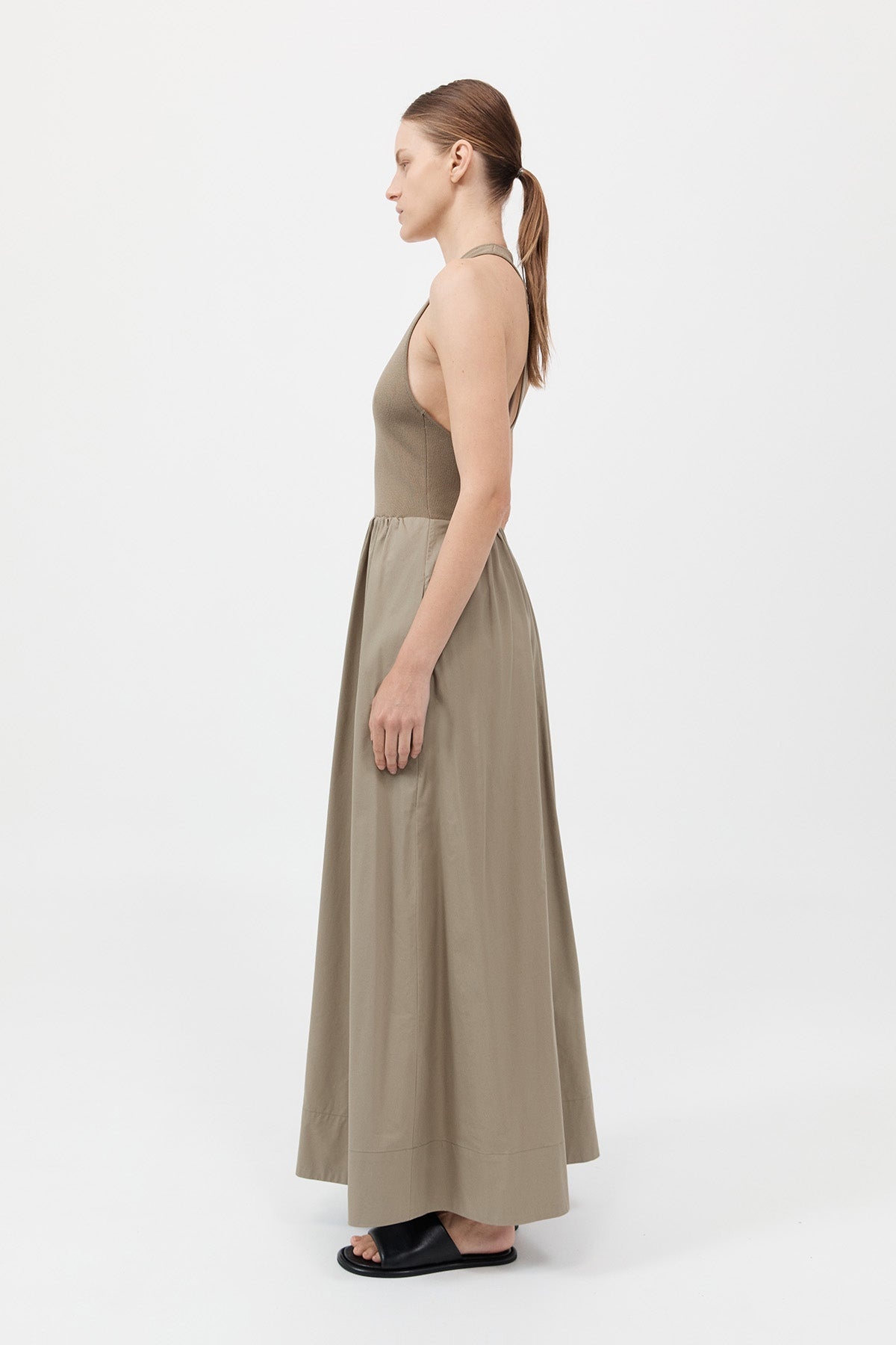 Plunge Neck Dress - Shadow - 4