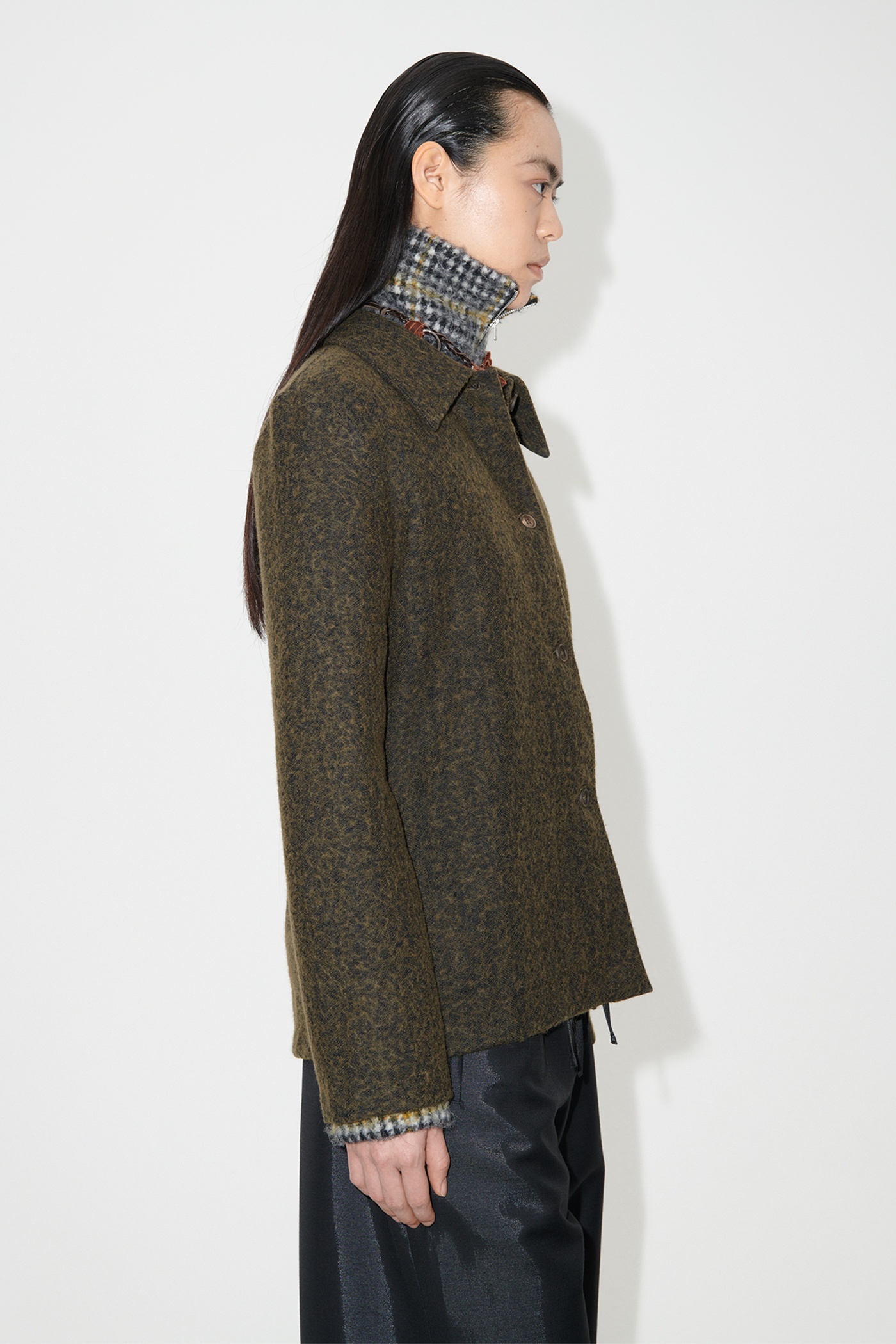 Sanctuary Shirt Black/Moss Fuzz Wool - 4