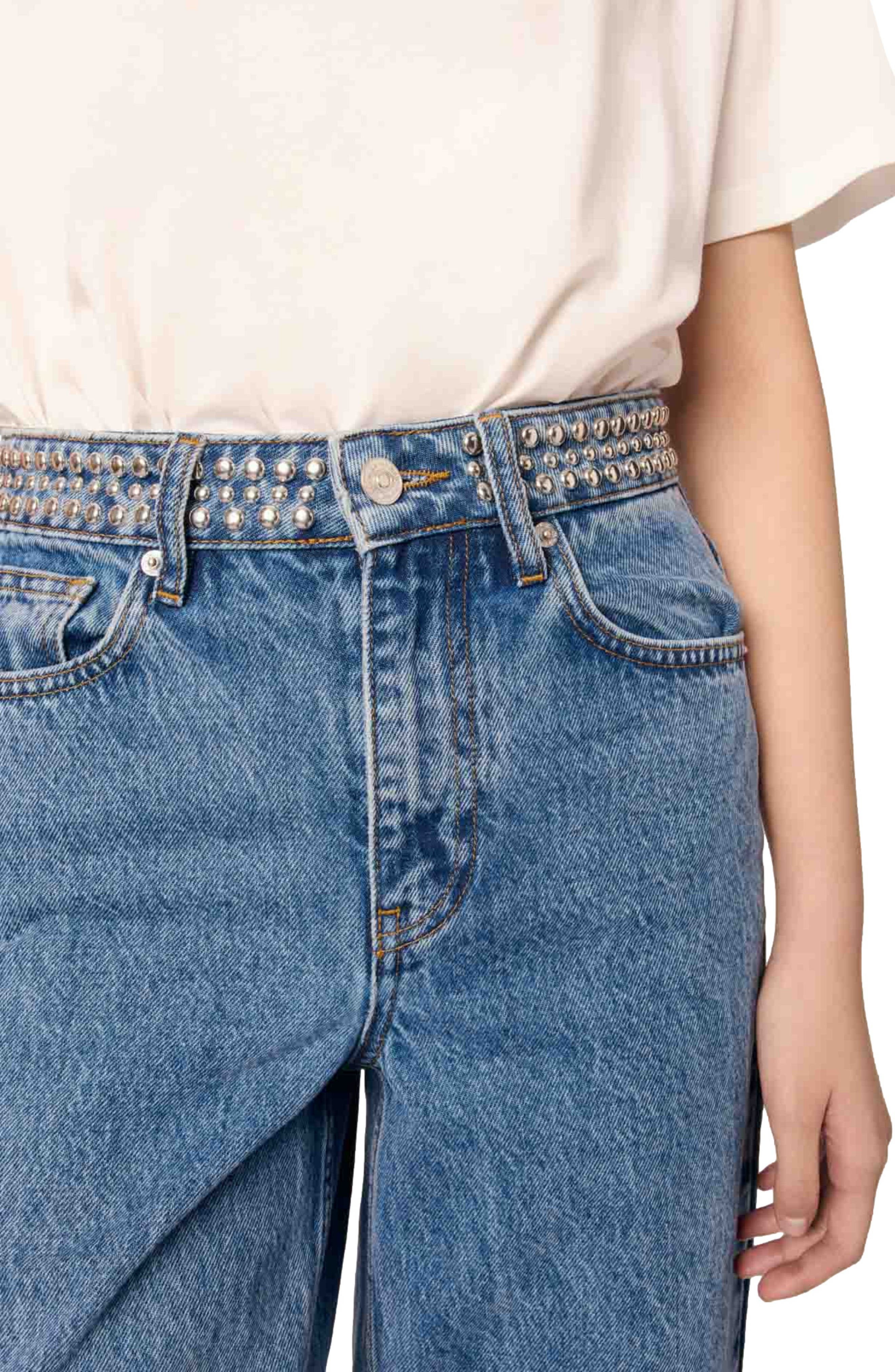maje Flares jeans with studded waistband in Blue Jean at Nordstrom - 5