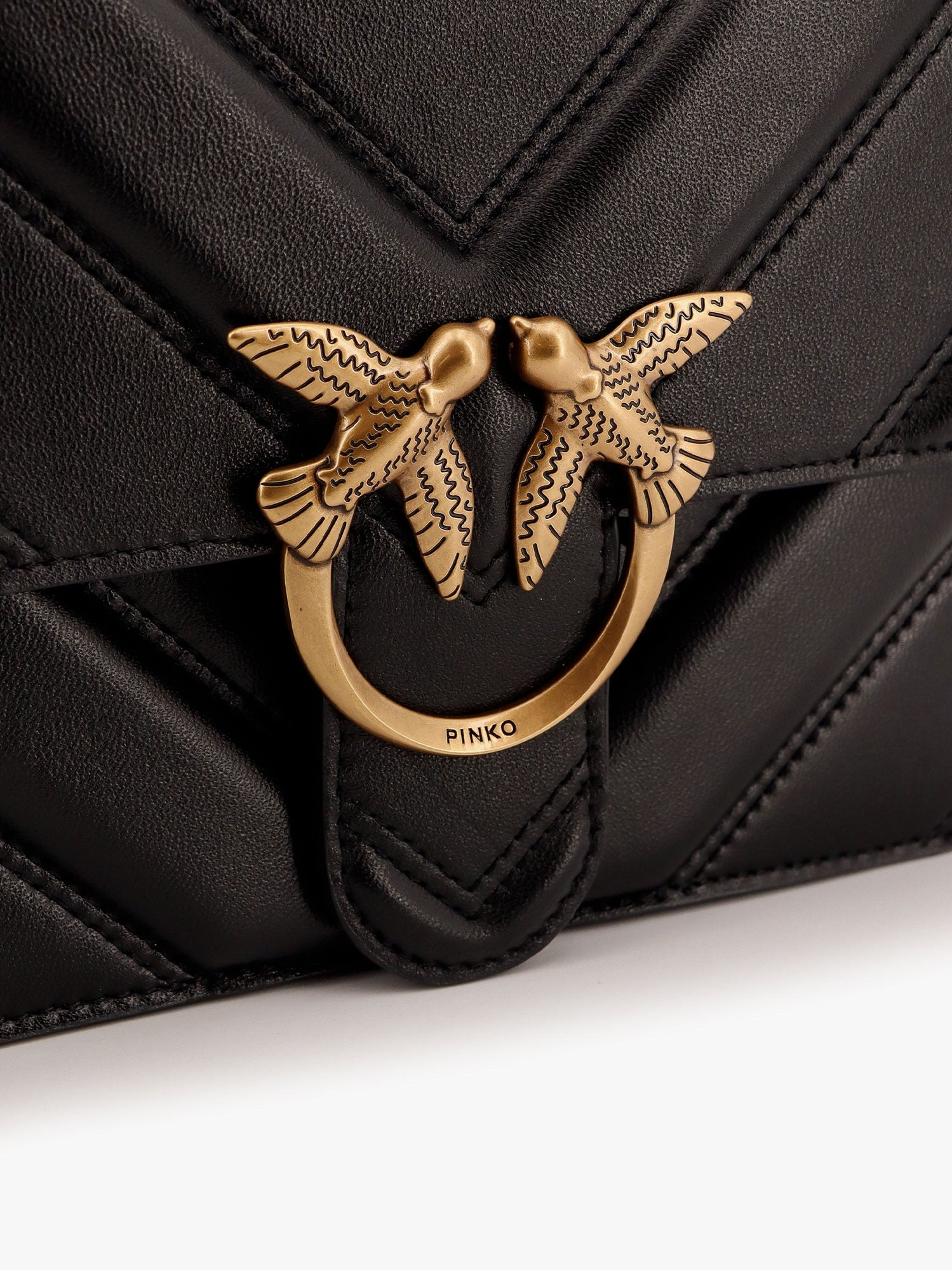 Pinko Love One Classic Matelassã© Leather Shoulder Bag With Love Birds Buckle - 5