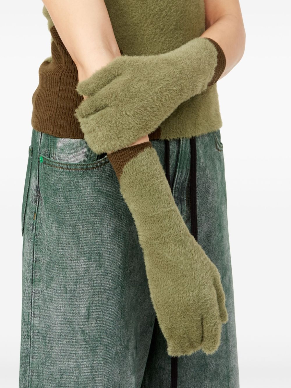 two-tone faux-fur gloves - 4