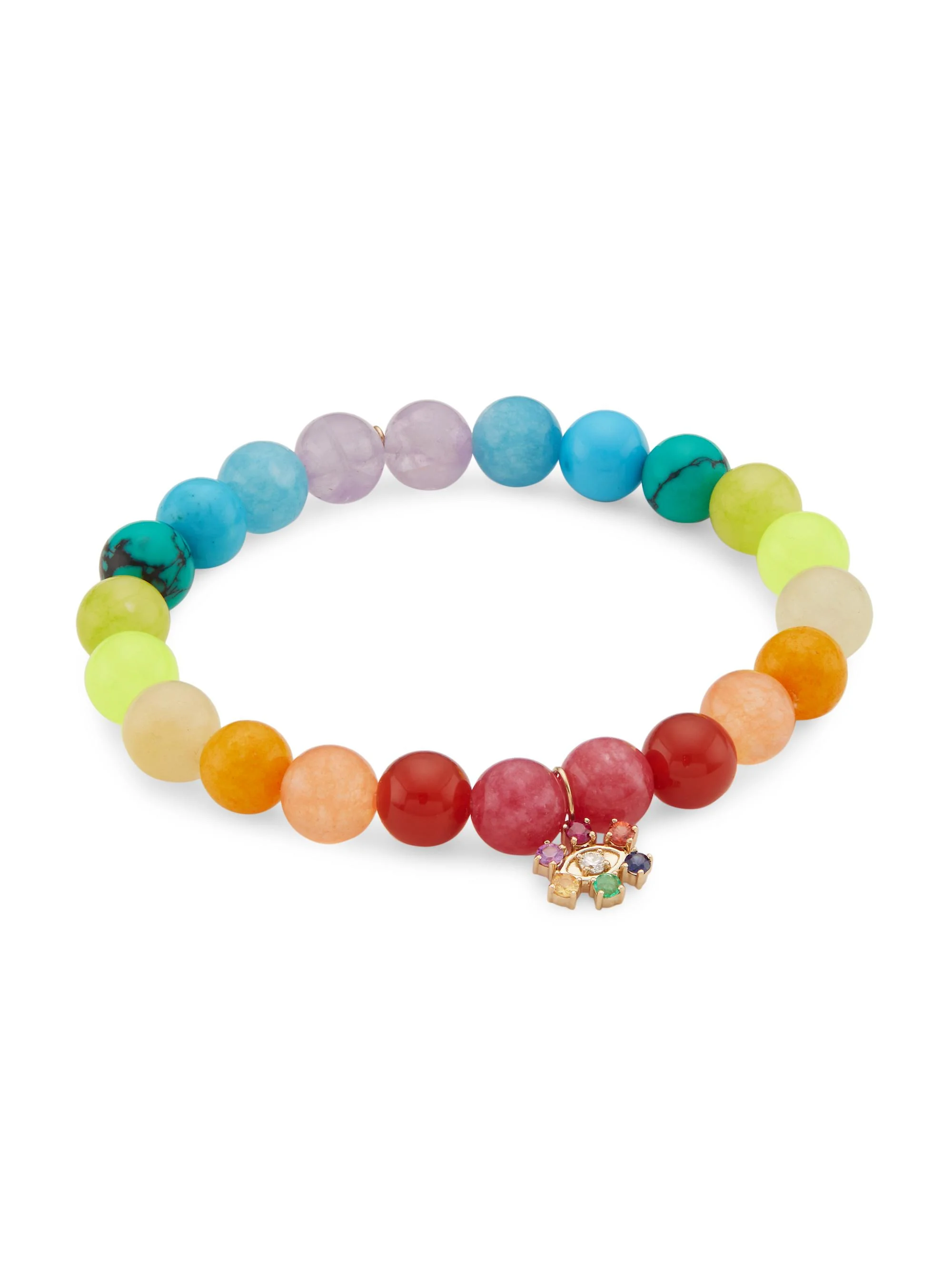 Women's 14K Yellow Gold & Multi-Gemstone Beaded Stretch Bracelet - Rainbow - 1