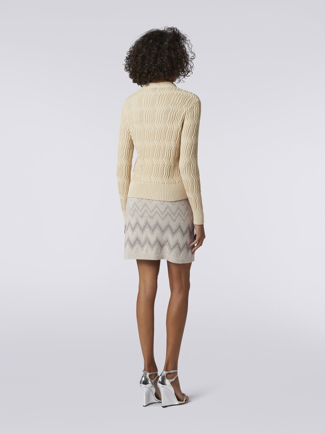Wool and viscose miniskirt with zigzag pattern and lurex - 4
