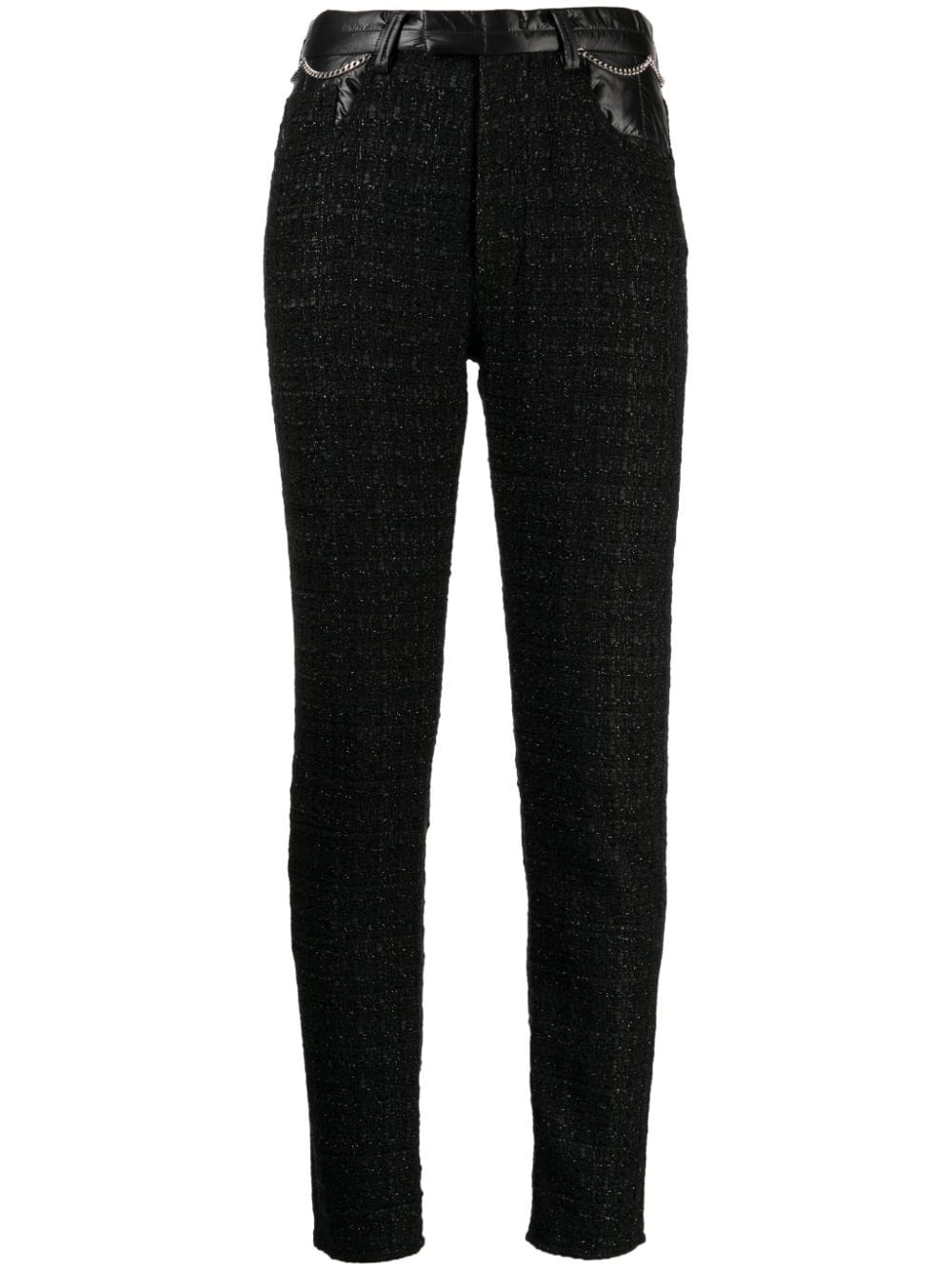 zip-up slim-fit tweed trousers - 1
