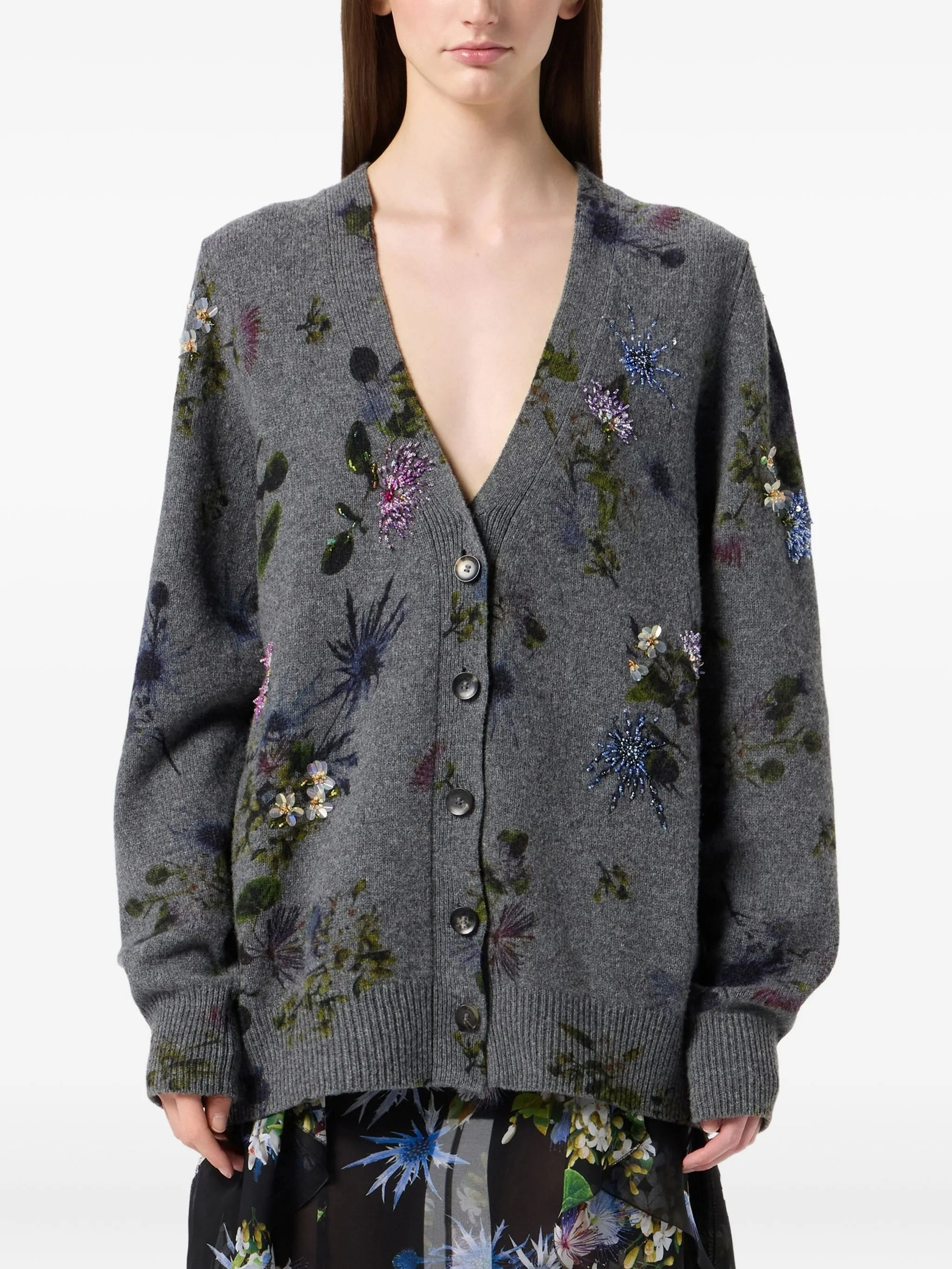 Blumarine Floral-beaded Cardigan - 2