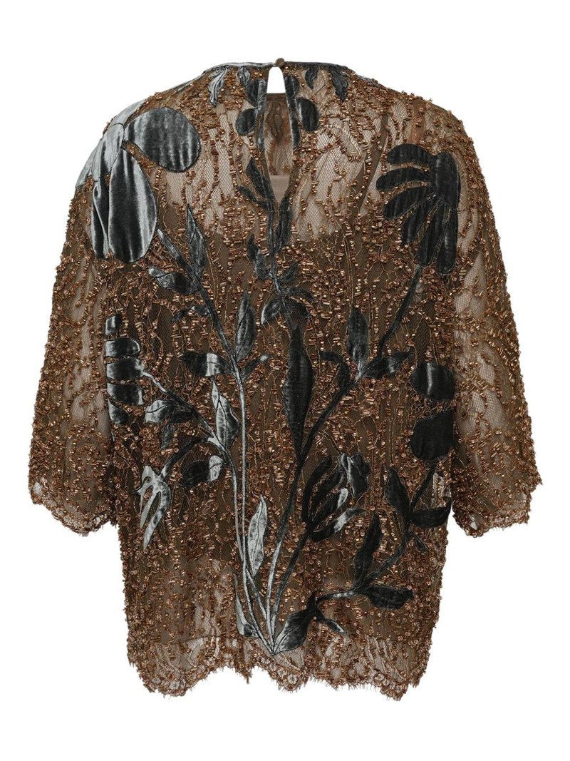 BIYAN flower-embellishment blouse outlook