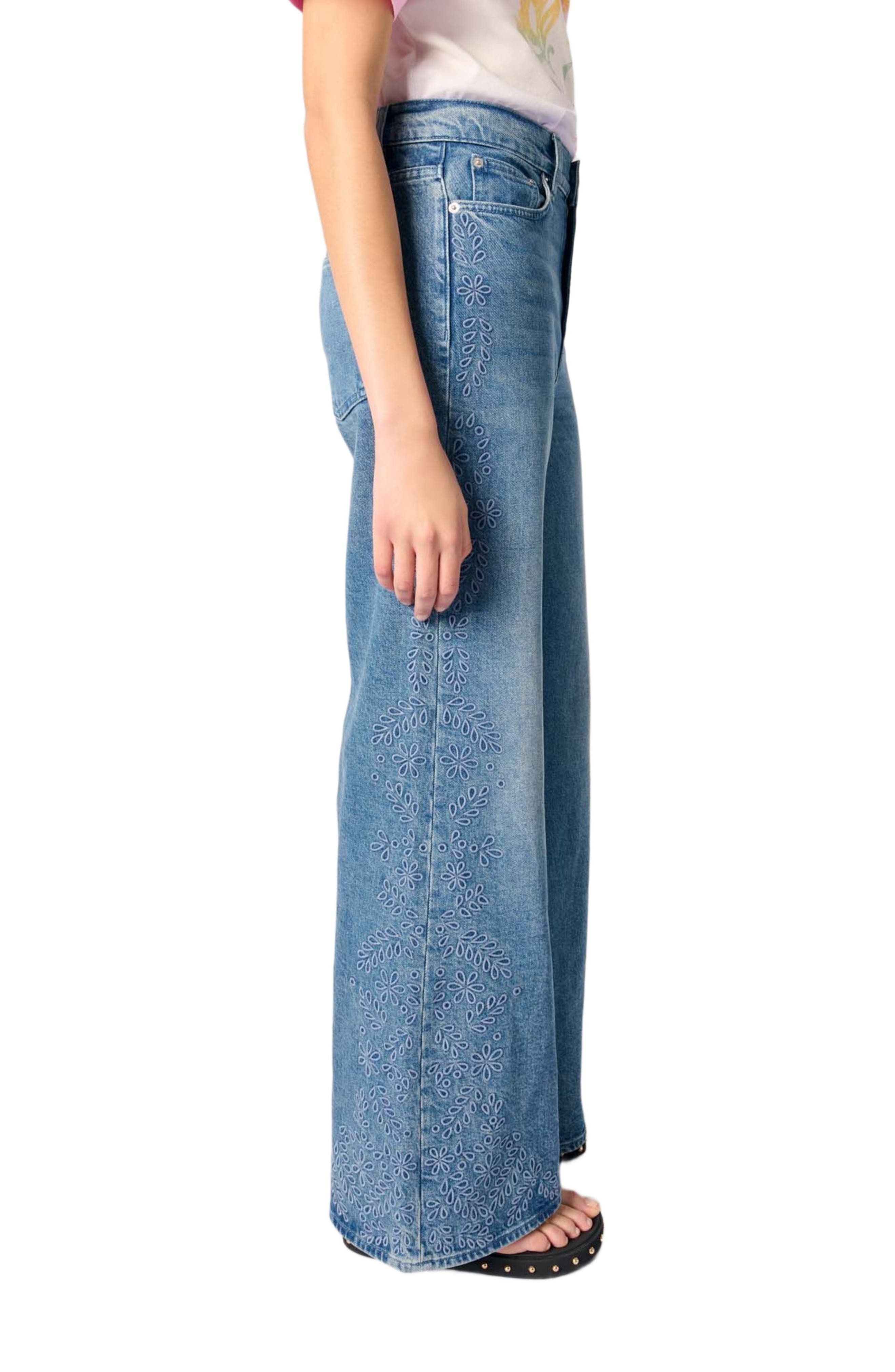 maje Embroidered jeans in Blue at Nordstrom - 5