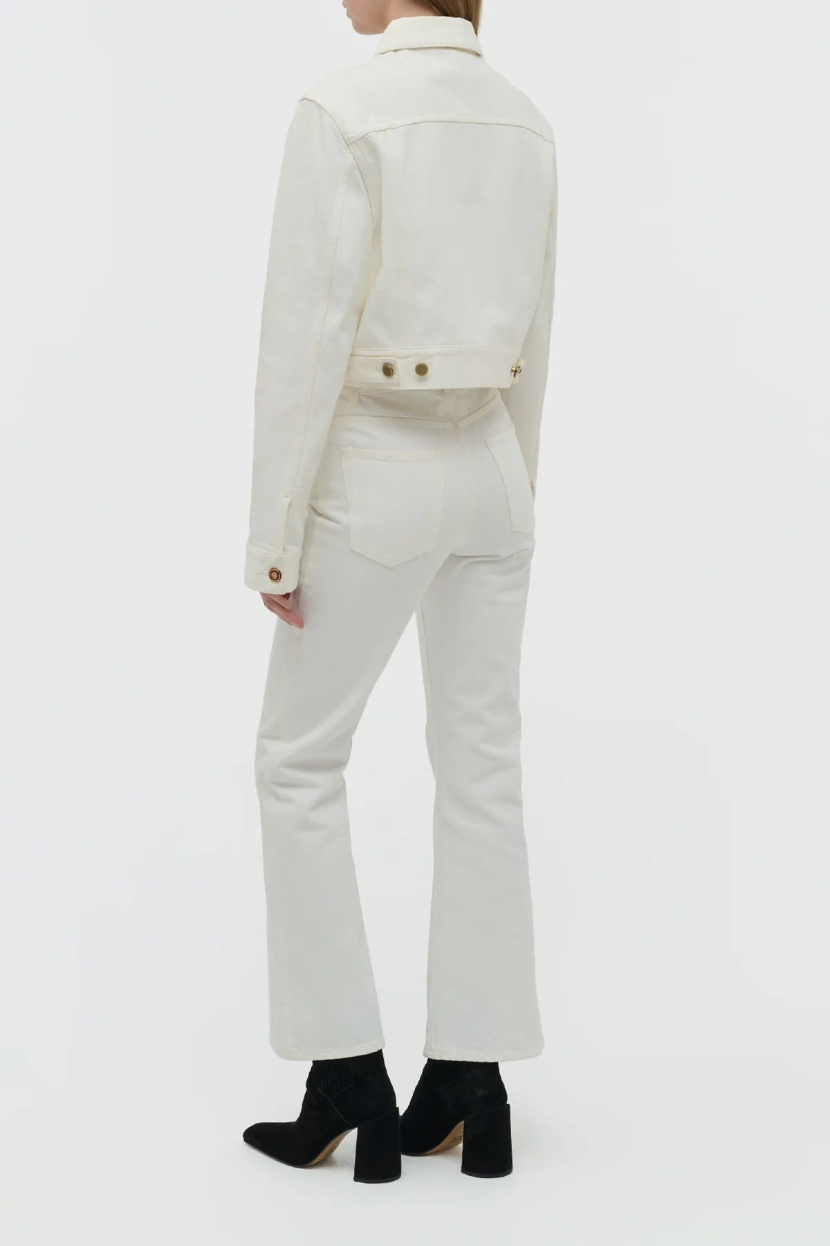 Ezra Bootcut Cropped Jean in White Recycled Cotton Denim - 4