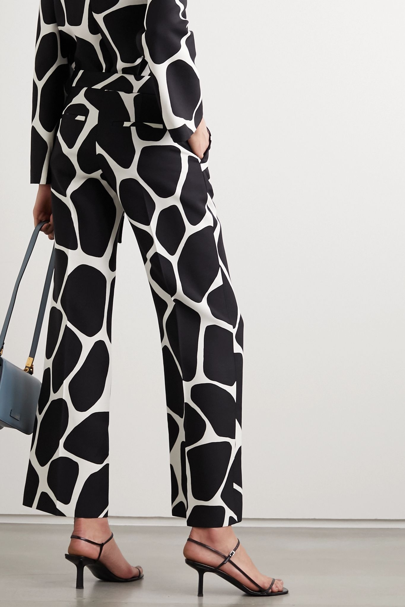 Printed wool and silk-blend crepe wide-leg pants - 4