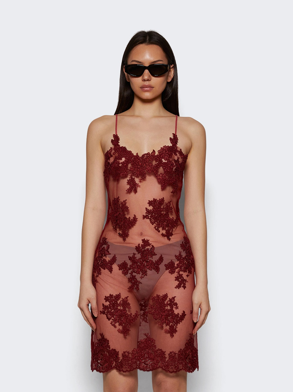 Lace Slip Dress Red - 2