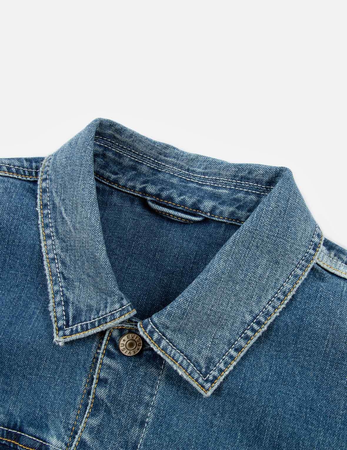 Deconstructed Kamon Print Denim Jacket - 11