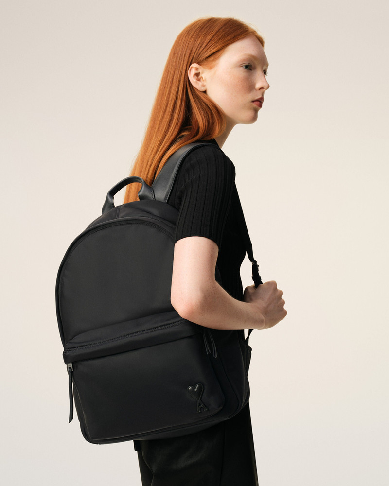 AMI Paris BLACK NYLON MARCEL BACKPACK outlook