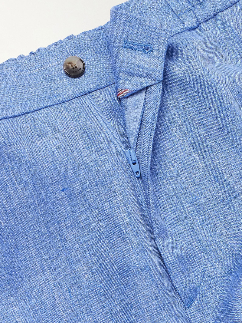 Straight-Leg Linen and Wool-Blend Shorts Blue 5