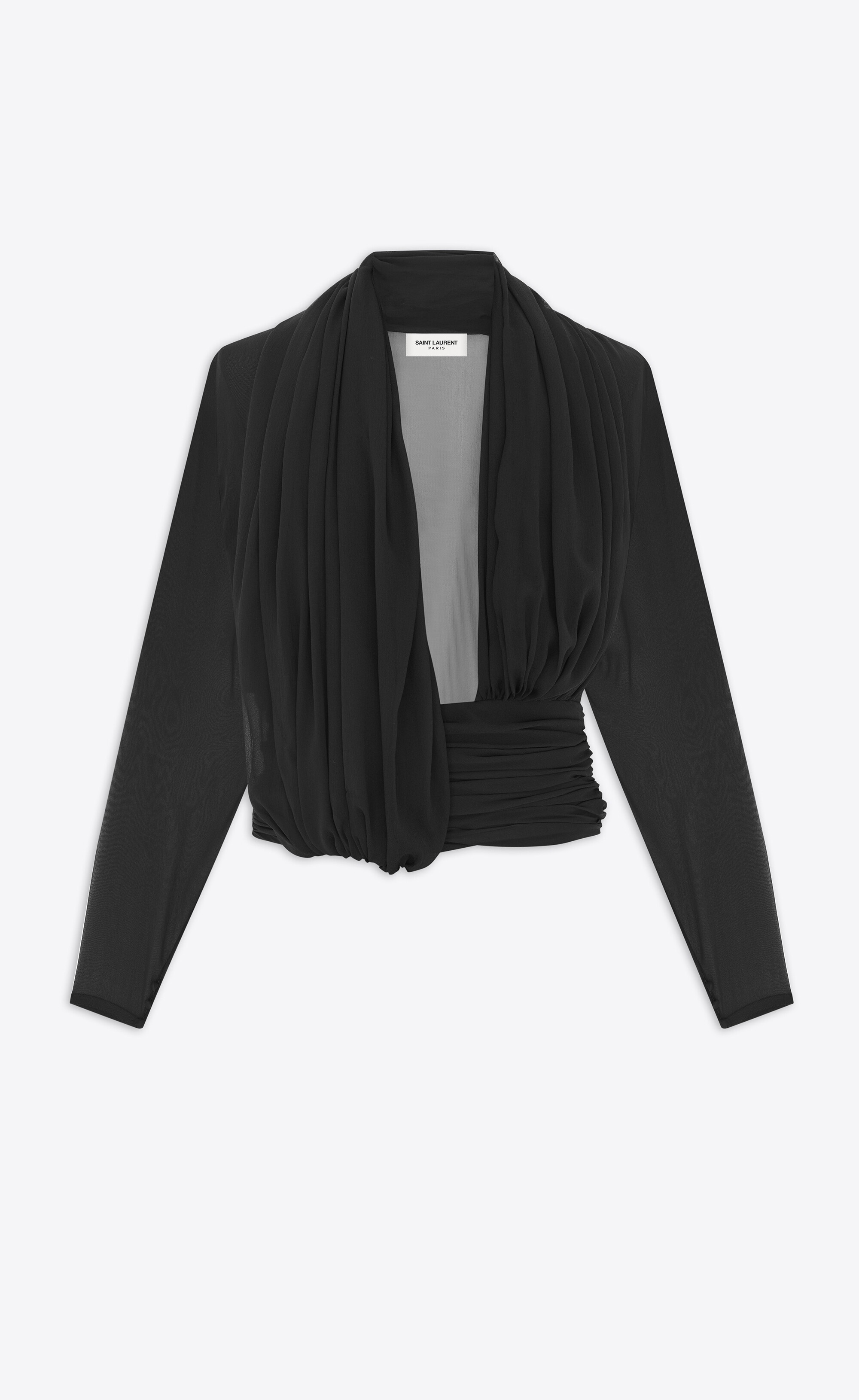 draped blouse in silk muslin crepe - 1