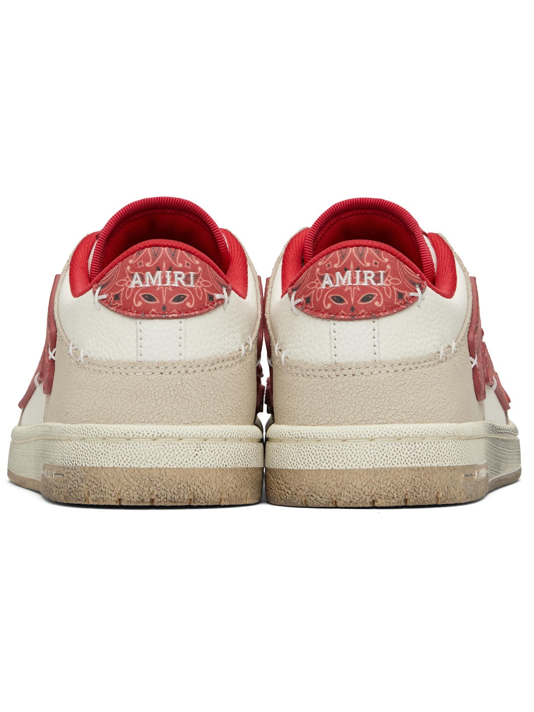 Red & White Bandana Skel Top Low Sneakers - 2