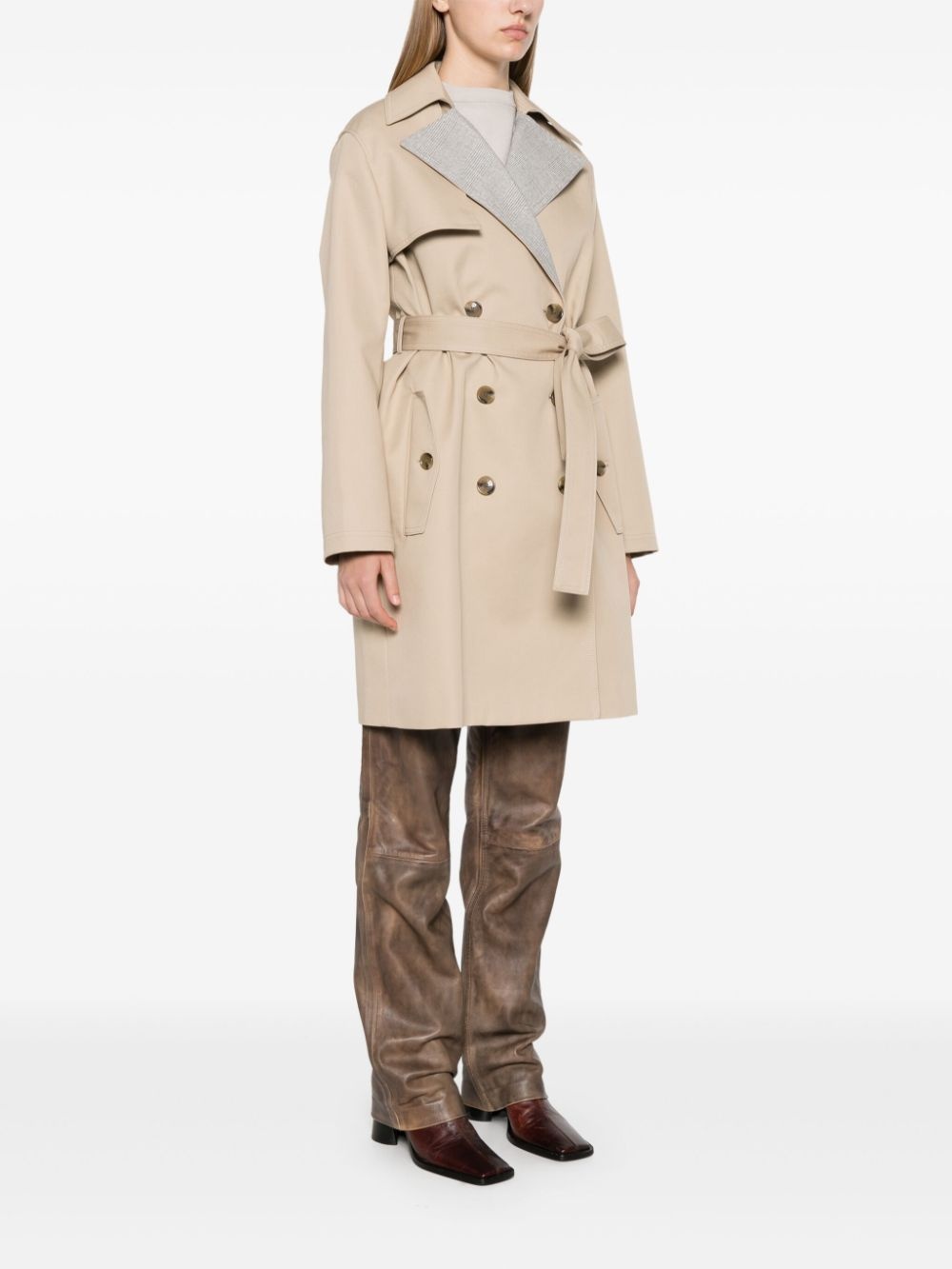 Prince of Wales check trench coat - 3