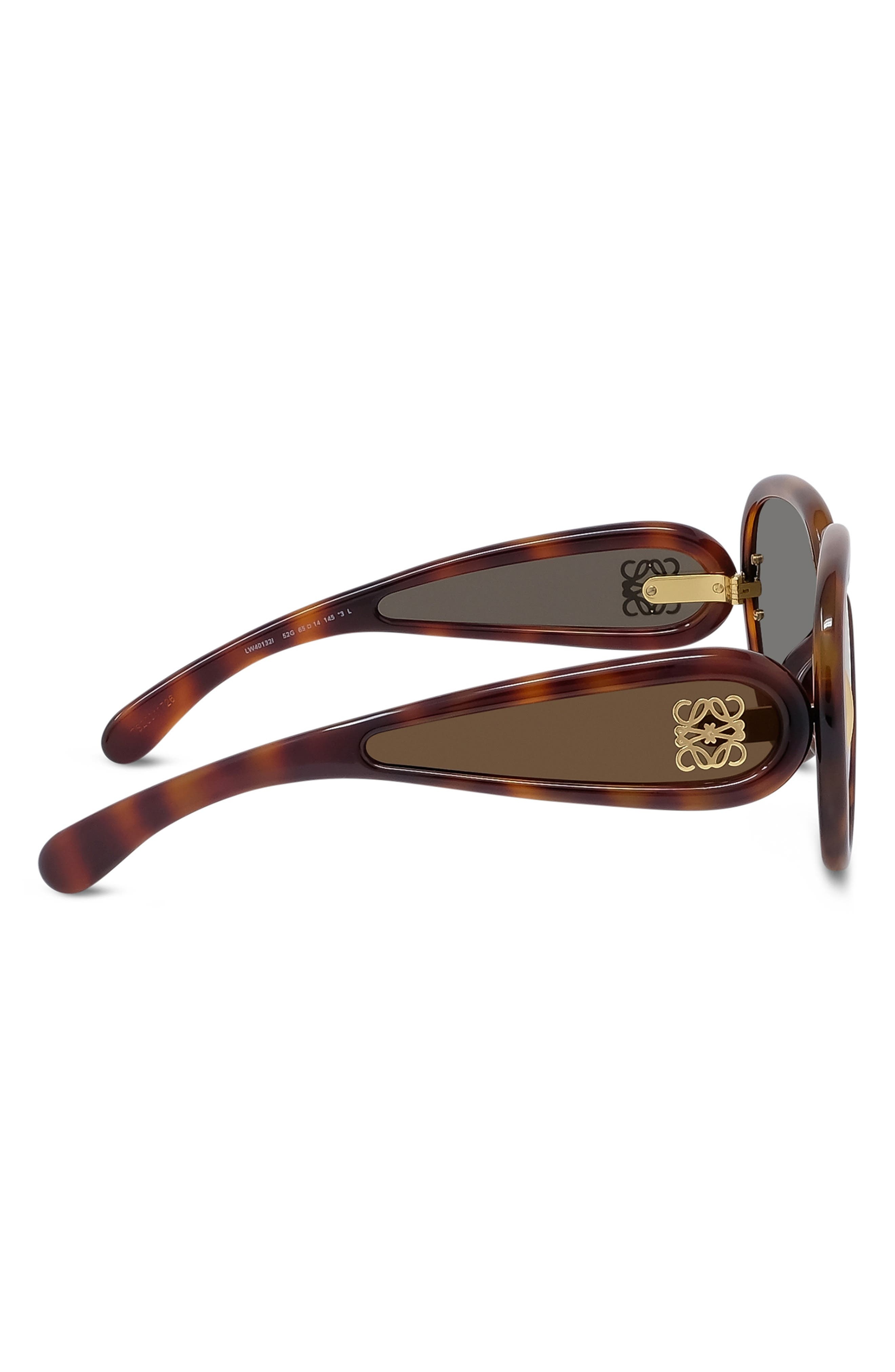 Loewe Anagram 65mm Oversized Pilot Mask Sunglasses in Dark Havana /Brown Mirror at Nordstrom - 5