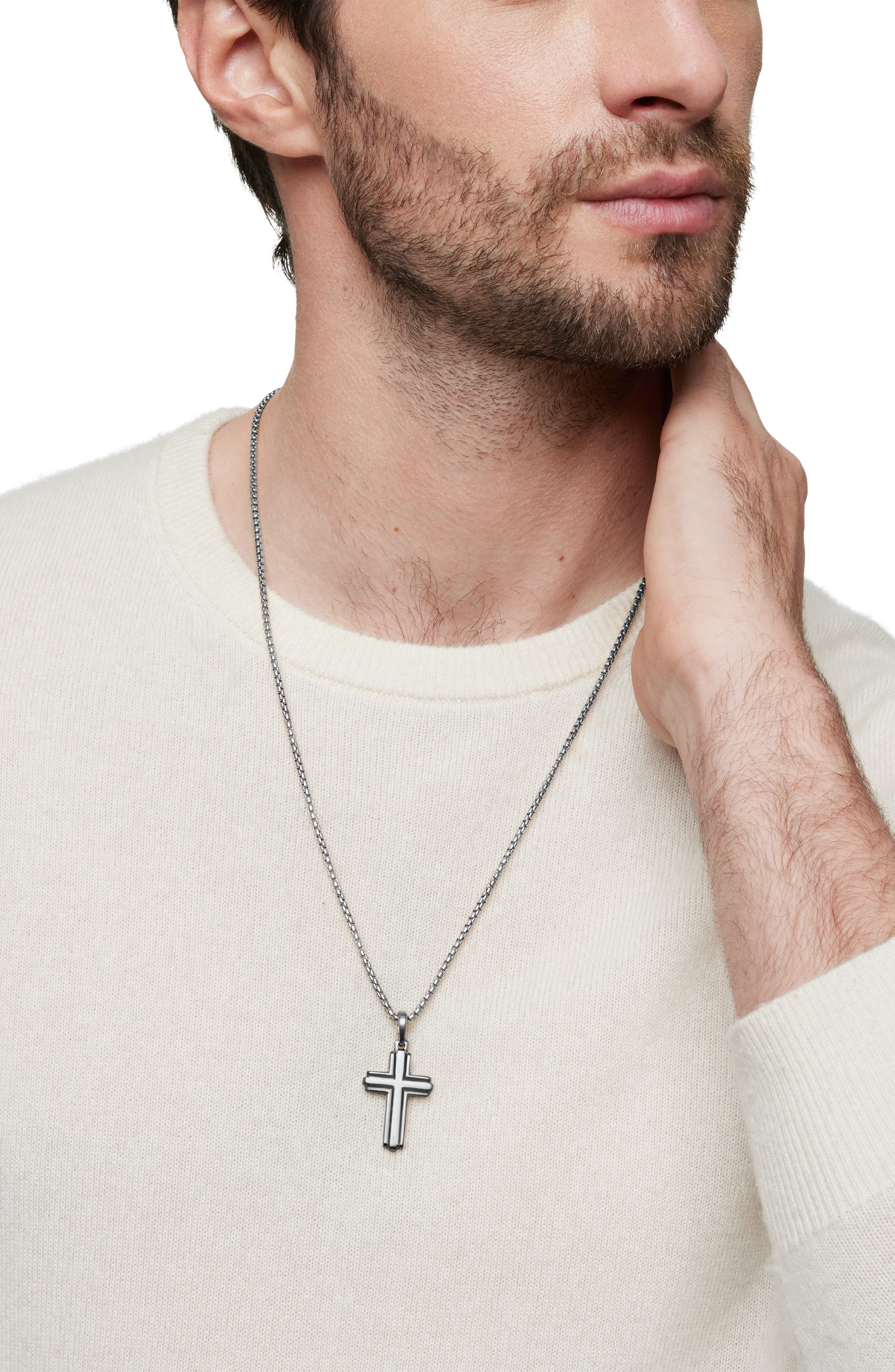 David Yurman Deco Cross Enhancer Pendant in Silver at Nordstrom - 2