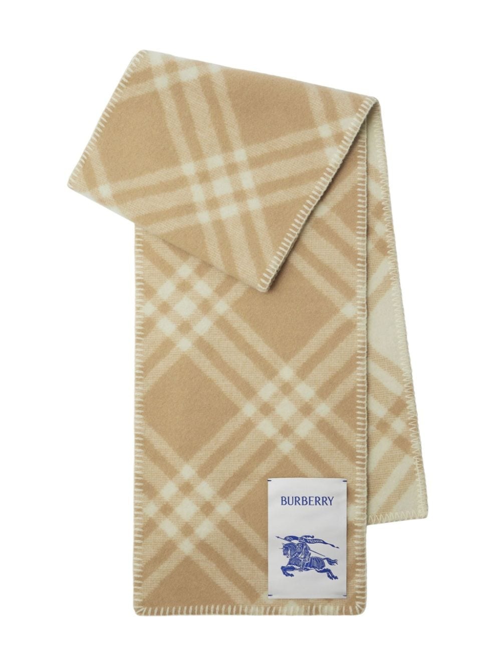 【送料&関税込】Burberry Logo Patch Reversible Scarf - Unise Burberry logo-patch checked wool scarf | REVERSIBLE