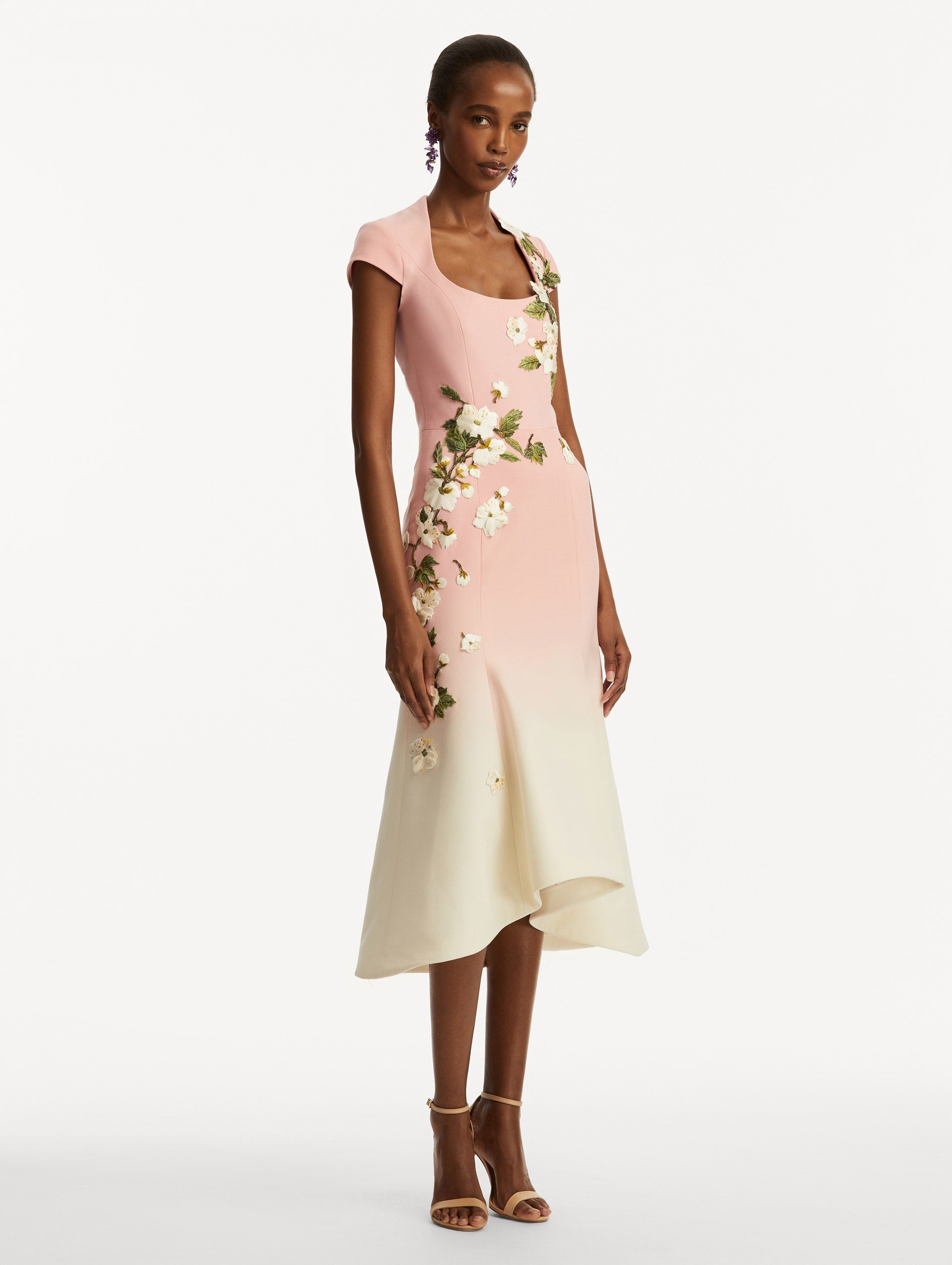 CHERRY BLOSSOM EMBROIDERED OMBRÉ DRESS - 4