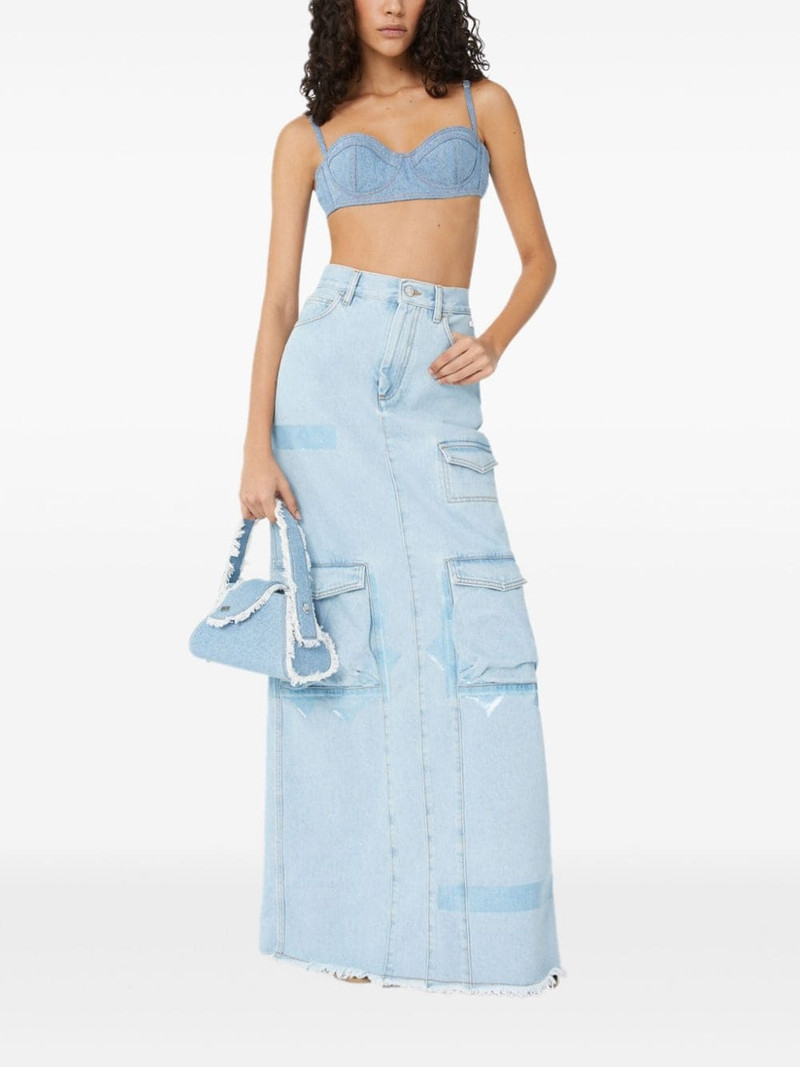 GCDS logo-embellished denim bustier top outlook