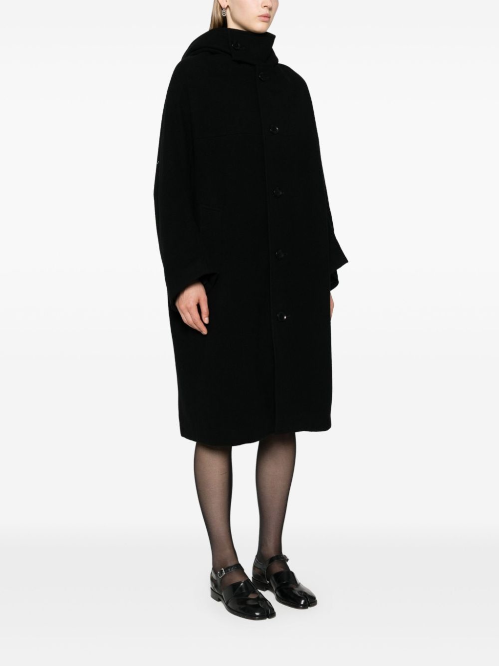 hooded single-breasted coat - 3