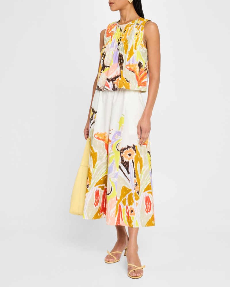 MARIE OLIVER Letta Abstract-Print Pintuck Top outlook