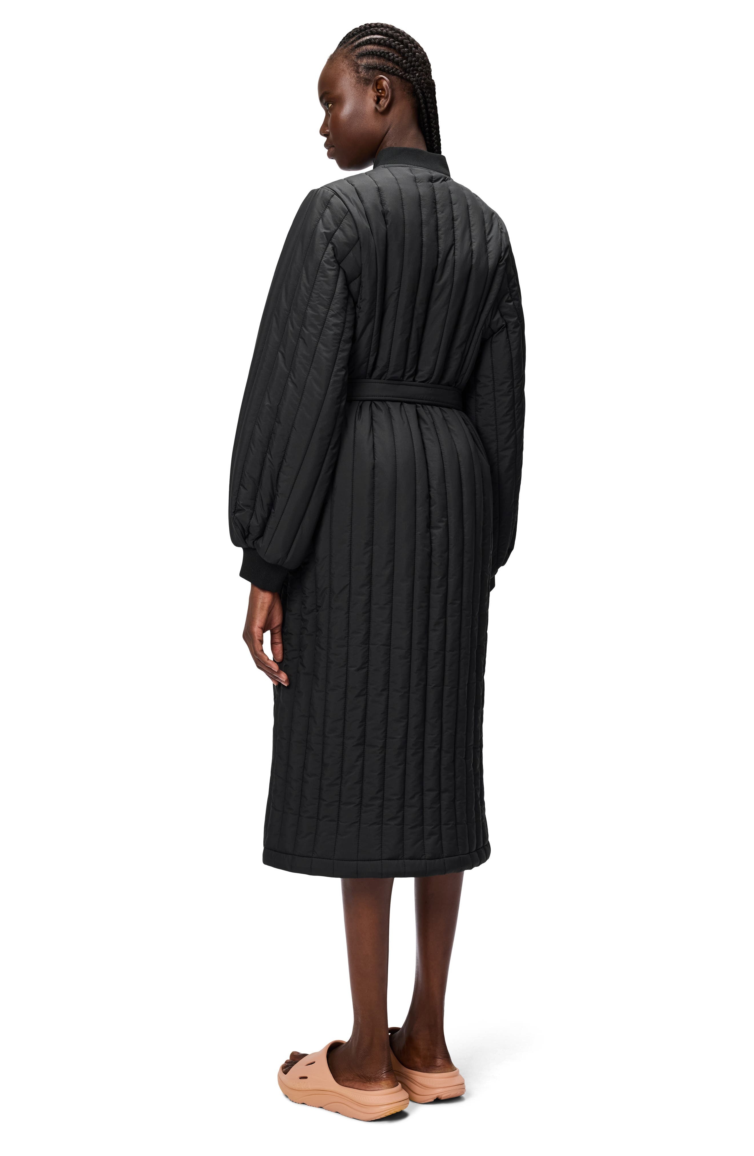 Rains Banja Belted Quilted Liner Coat in Black at Nordstrom - 2