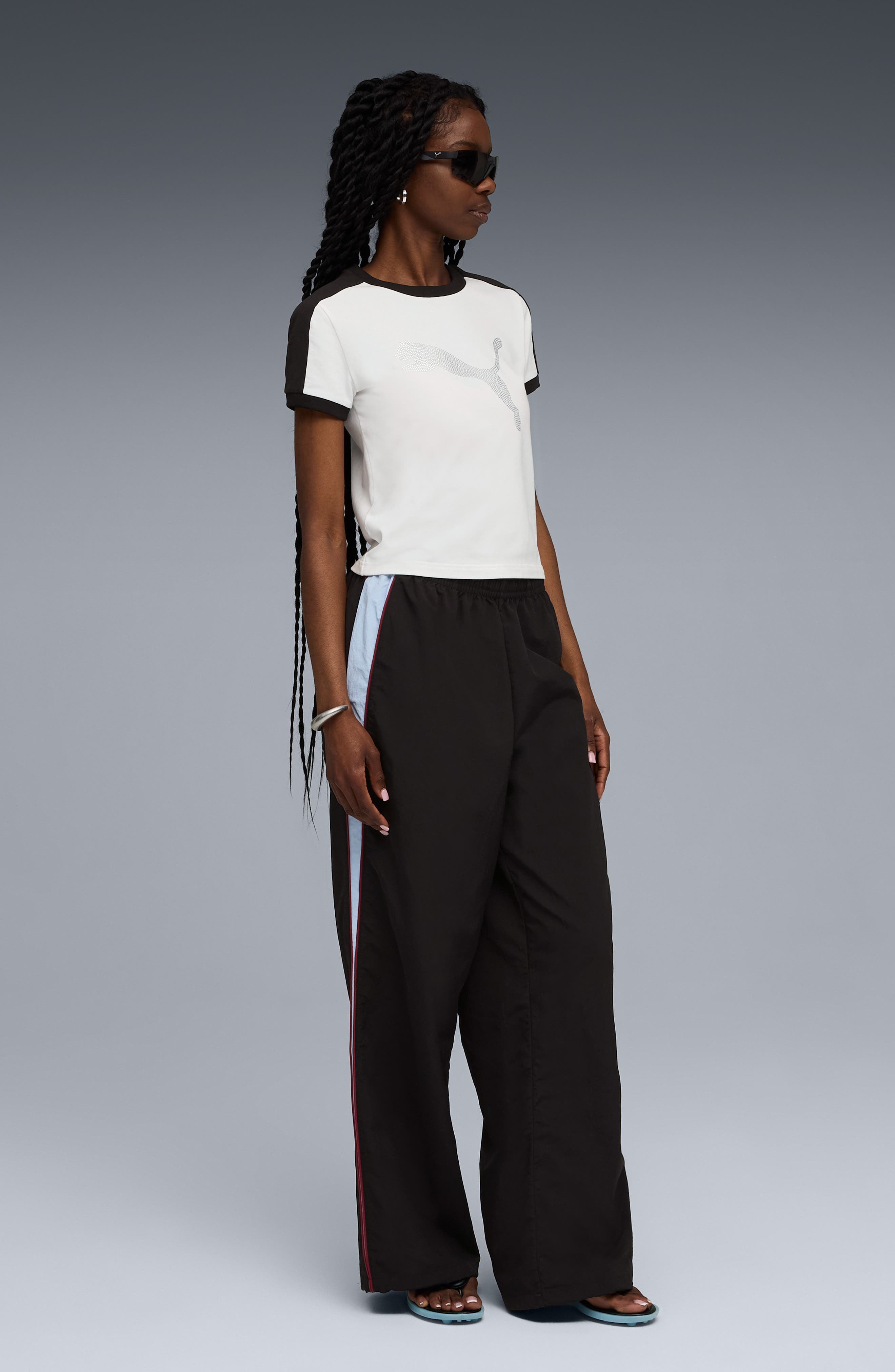 PUMA x Fenty Rhinestone Stretch Cotton Blend T-Shirt in Puma White at Nordstrom - 6