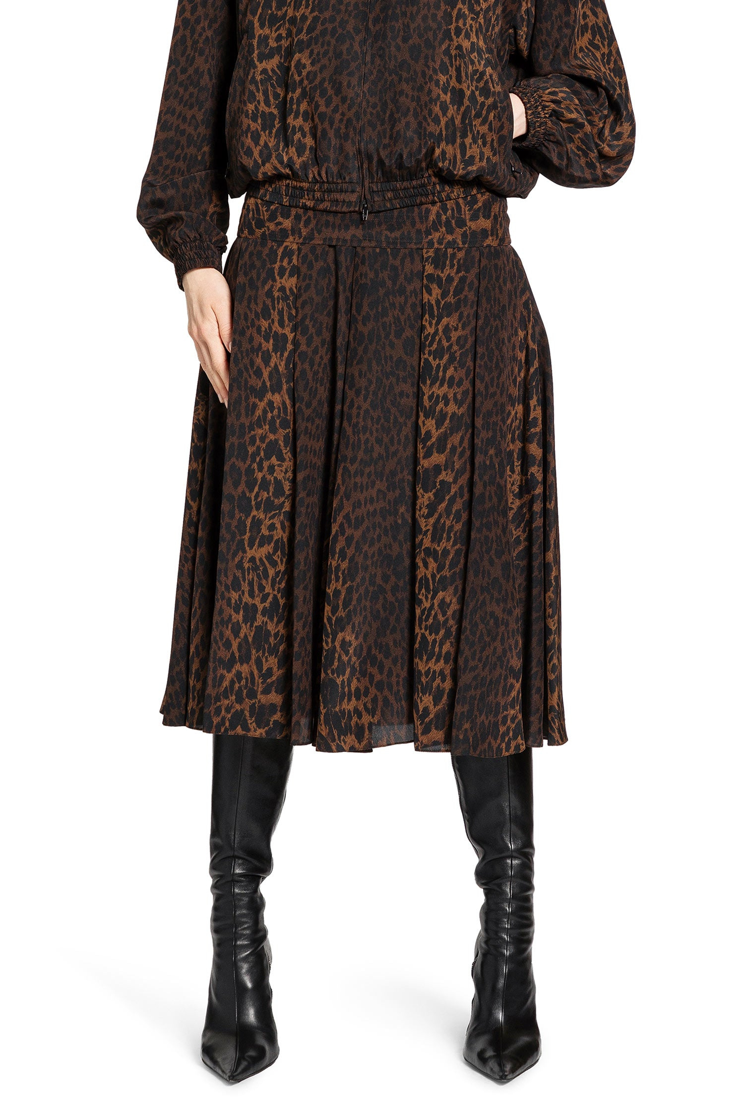 Leopard Print Godet Skirt - 6