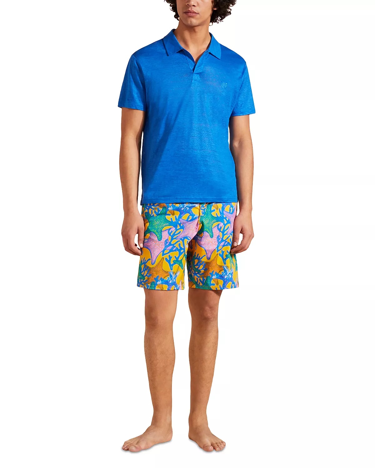 Regular Fit Short Sleeve Linen Polo Shirt - 1