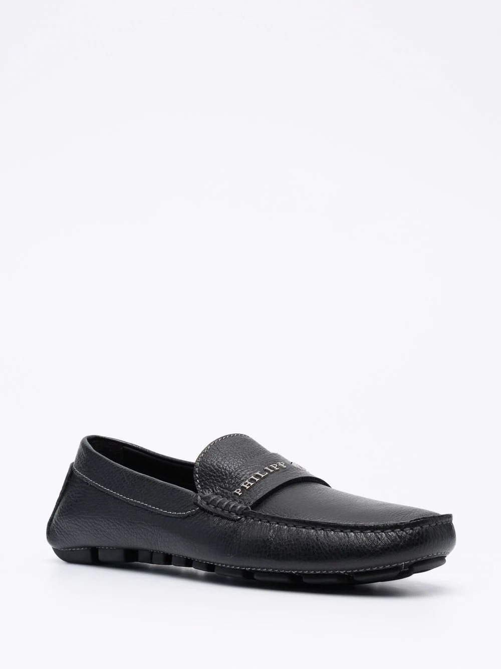 logo-plaque leather loafers - 2