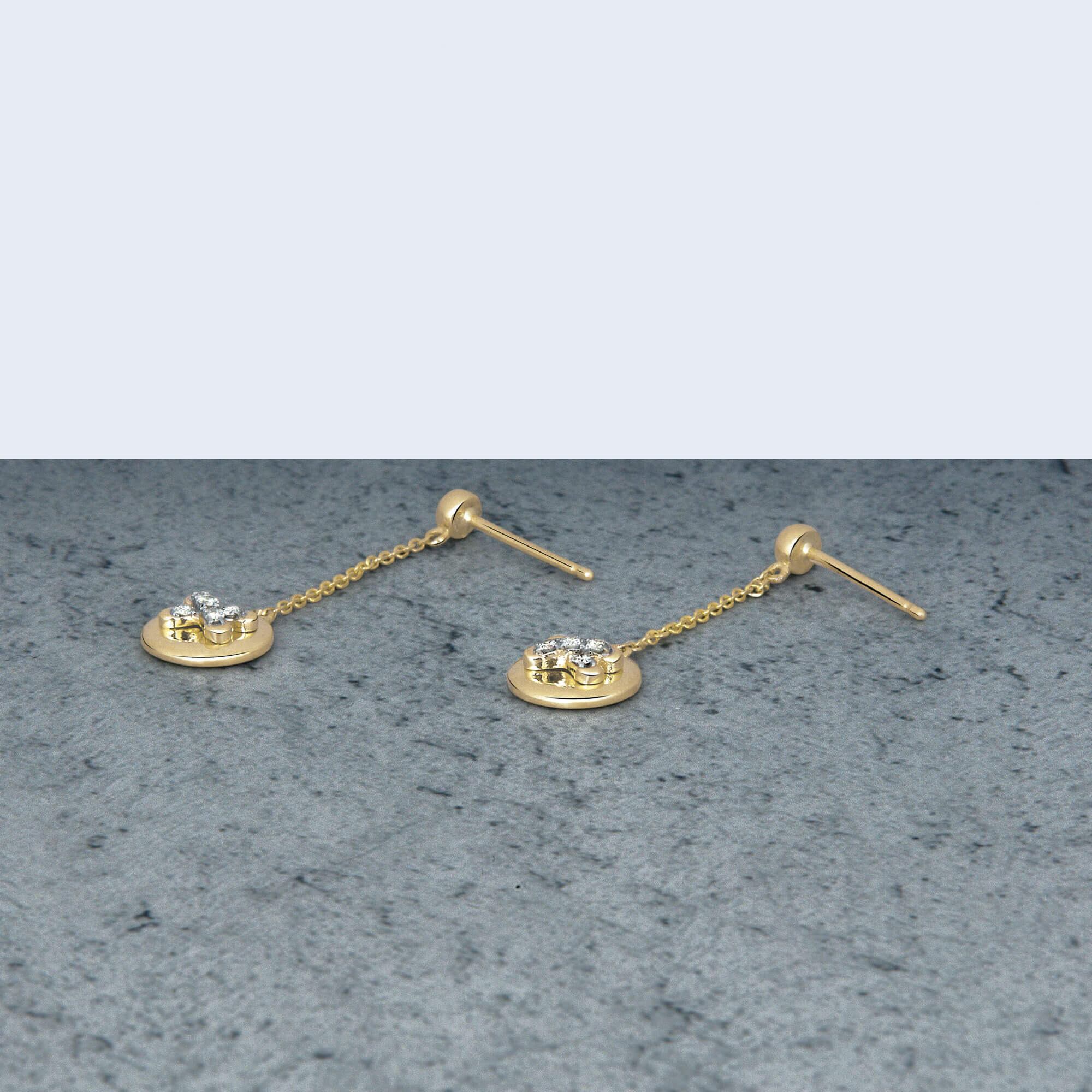 Diamond Button Drop Earrings - 6