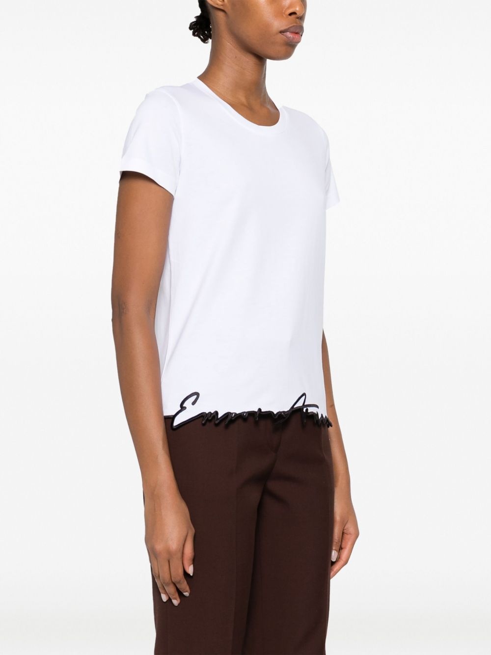 logo-embroidered cotton T-shirt - 3