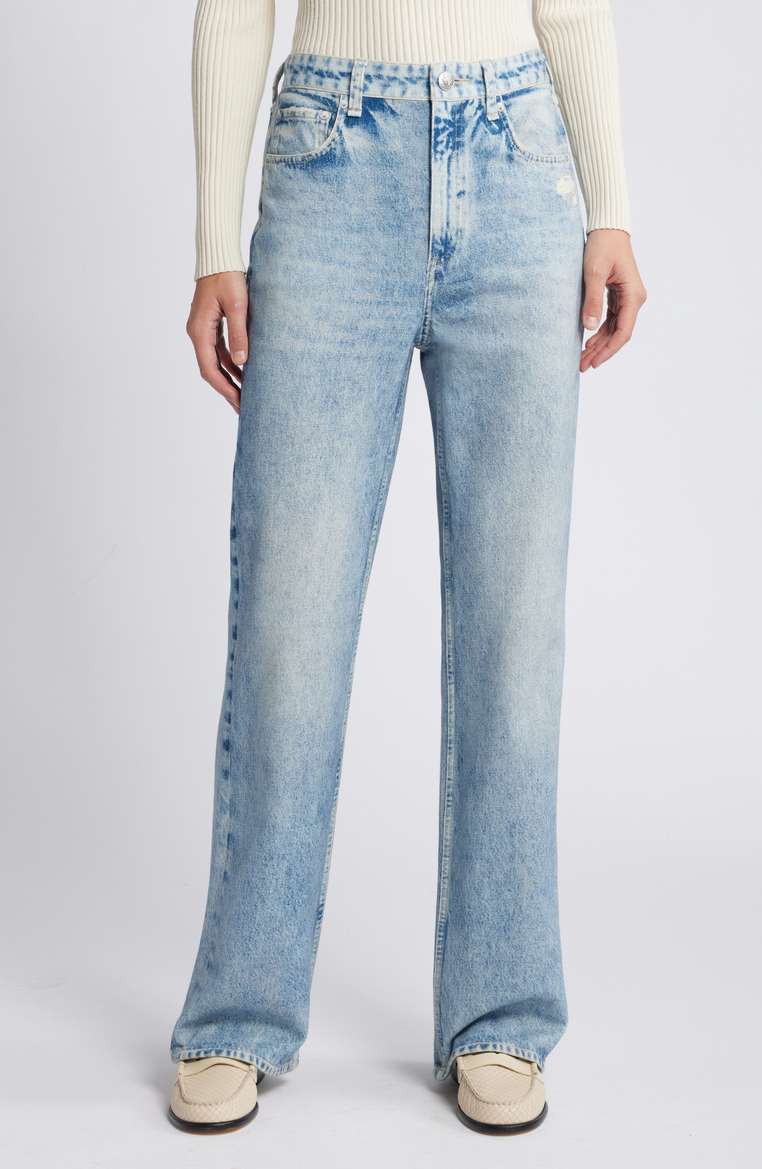 rag & bone Miramar Shea Relaxed Straight Cotton Terry Sweatpant Jeans in Riverly at Nordstrom - 1