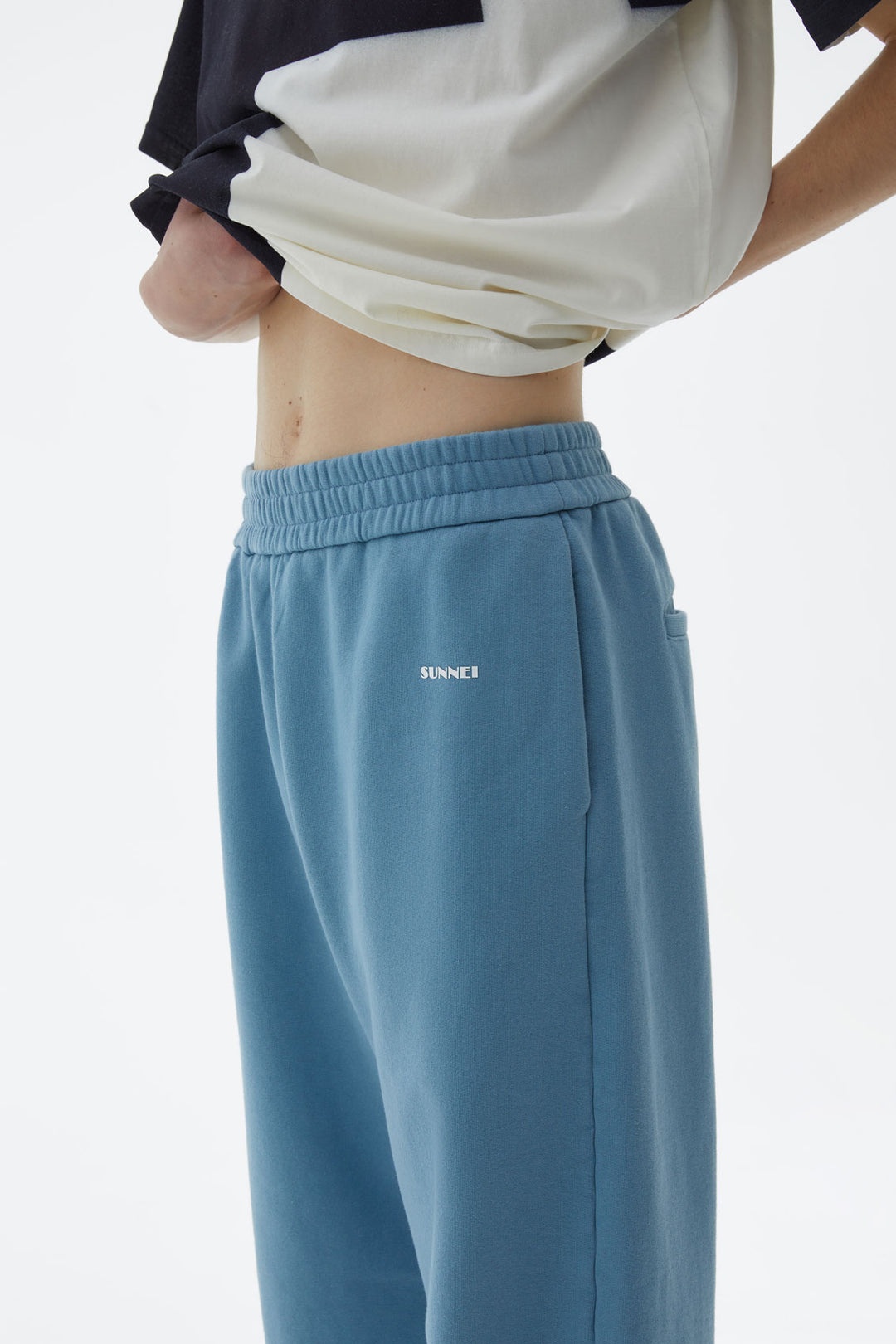 LIGHT BLUE ELASTIC PANTS - 5