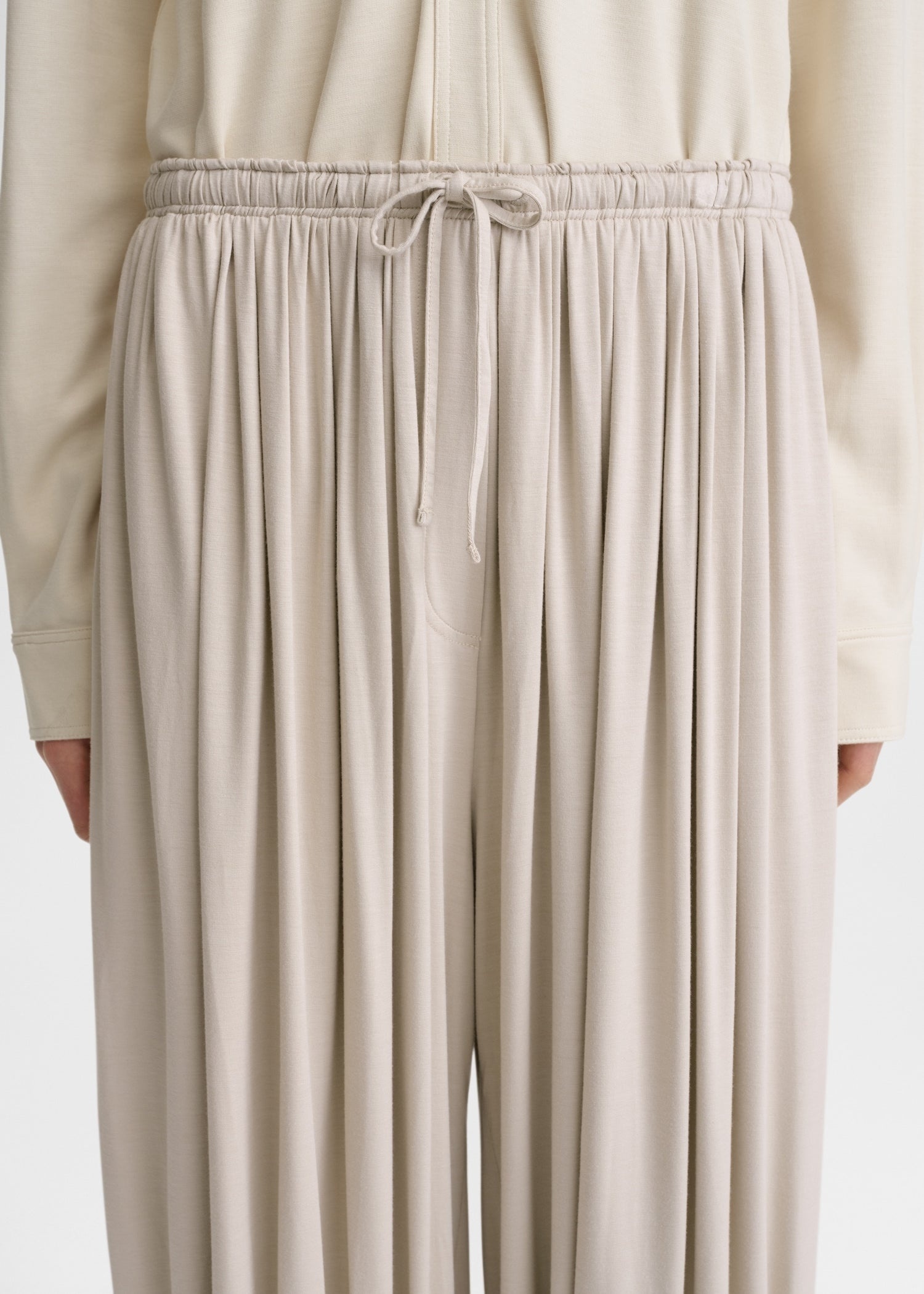Gathered jersey trousers pebble - 5