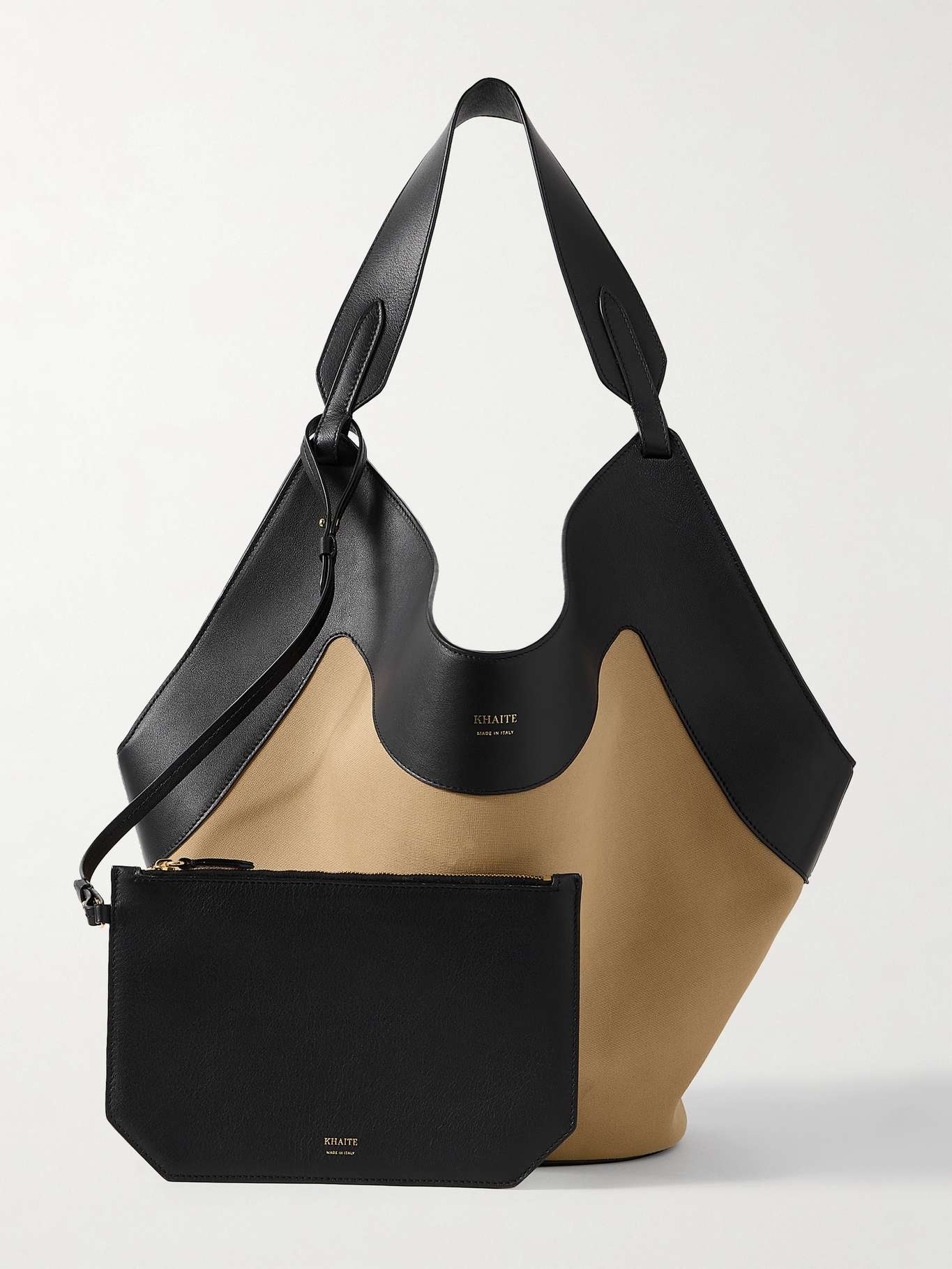 Lotus medium leather-trimmed canvas tote - 6