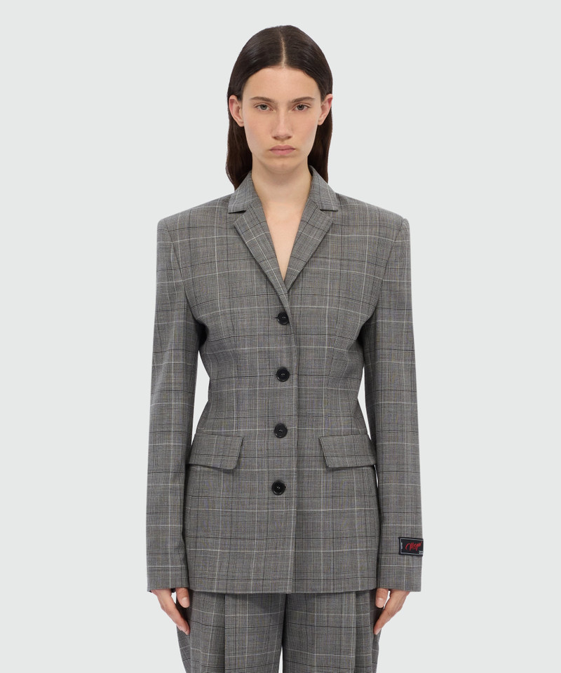 MSGM Prince of Wales wool single-breasted jacket. outlook
