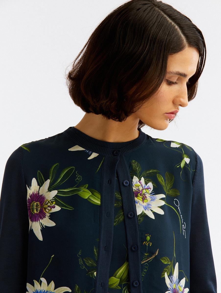 PASSIONFLOWER SILK INSET CARDIGAN - 4