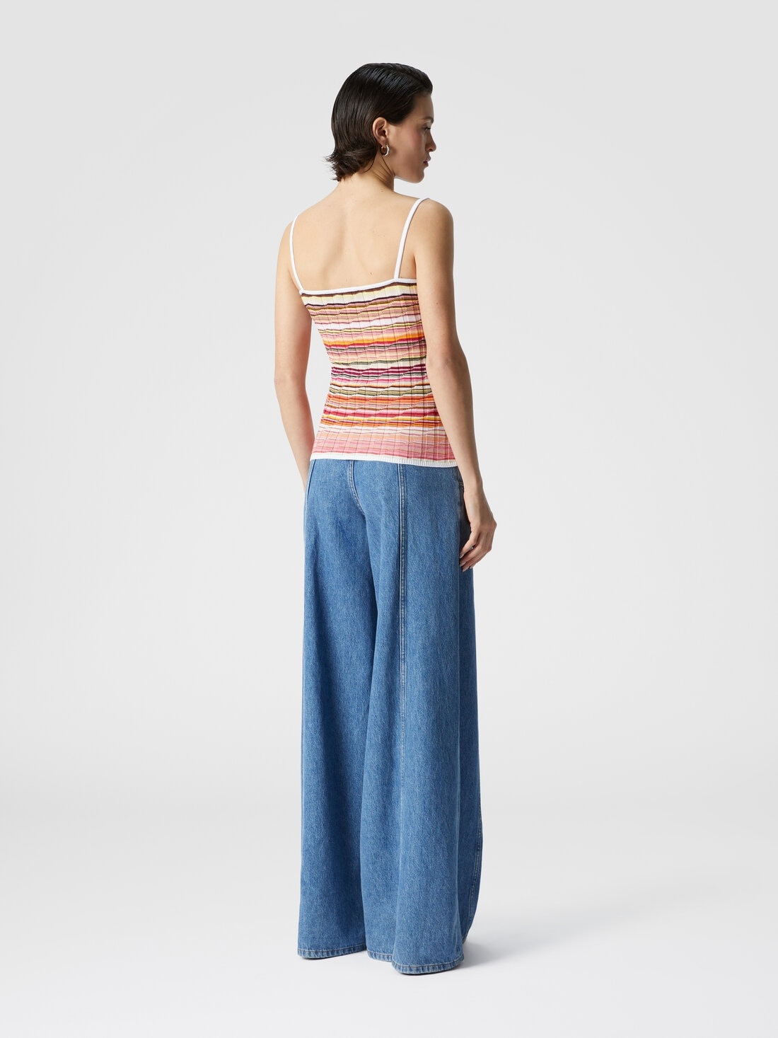 Striped cotton and viscose ribbed tank top with contrasting trim - 3