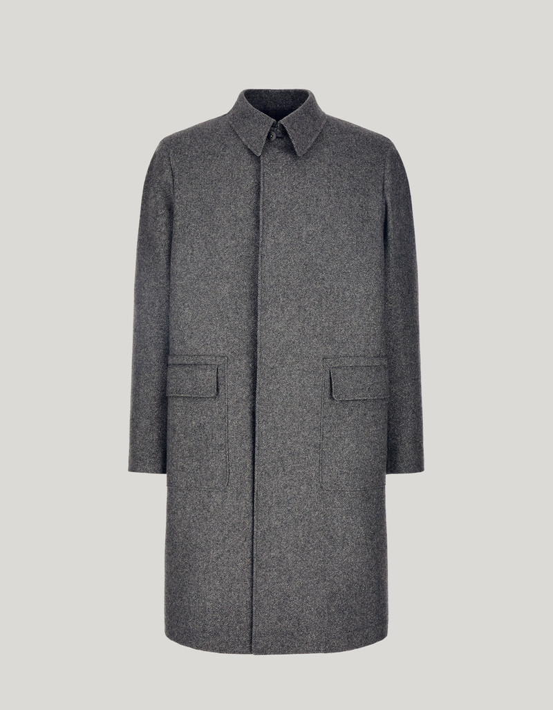 CANALI NUVOLA GRAY SILK WOOL COAT 1