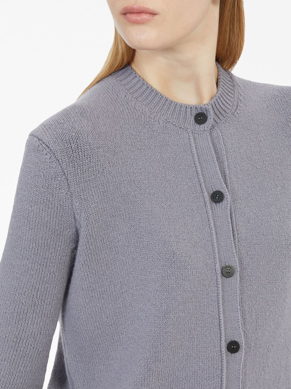 logo-plaque crew-neck cardigan - 5
